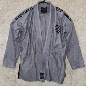 Sanabul GI Gray/Black Brazilian Jiu Jitsu Top Bottom Full Set BJJ Adult A4